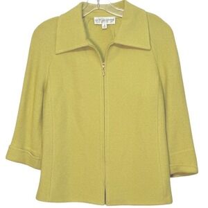 Vintage St John Collection Blazer Santana Knit Quiet Luxury Yellow Made in USA 6